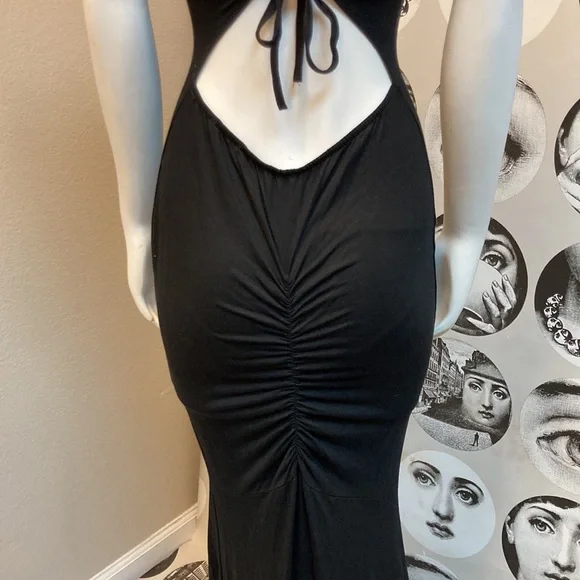 Elegant & Soft Long Maxi Dress w/ Adjustable Straps & Derrière Ruching, Sz S - Picture 5 of 14